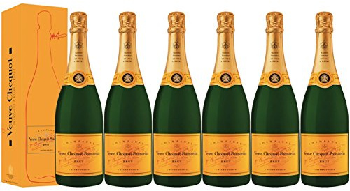 VINADDICT LOTE DE 6 TARJETAS CHAMPAGNES VEUVE CLICQUOT BRUT AMARILLA CON ESTUCHES 750 mililitros