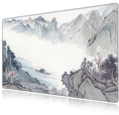 LL-COEUR Motiv XXL Gaming Mäusepad rutschfeste 60x40x0,3cm, Groß Schreibtischauflage mit Genähte Kanten für Maus, Tastatur (Landschaft 1, 600x400x3mm)