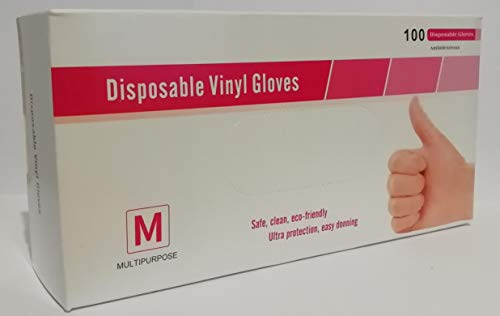 MediHands Vinyl Clear Gloves, Small, Disposable, Powder Free, Latex Free & Protein Free, Medical & Food Use, Box of 100