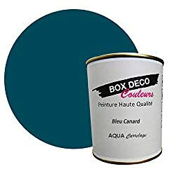 BOX DECO COULEURS Peinture carrelage et faïence murale à base de laque polyuréthane mono-composante aspect velours-satin Aqua carrelage - 750 ml / 7.5m², Bleu Canard