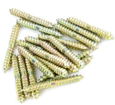 20pcs 5 * 40mm Galvanized Iron Dowel Screw Woodworking Furniture Connector Double Ended Screw for Wood Connection