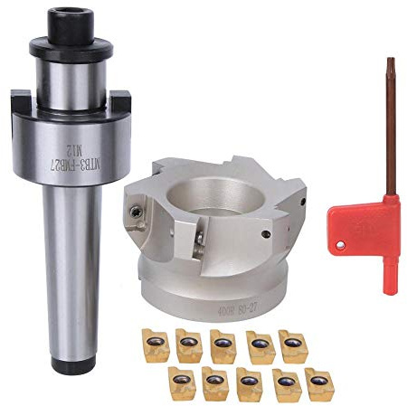 FMB27 Soporte de portabrocas de mandril de molino frontal de vástago + Cortador de fresado 80 + Insertos de cortador de fresado 1604APMT(Insertos de cortador de fresado de 10 piezas)