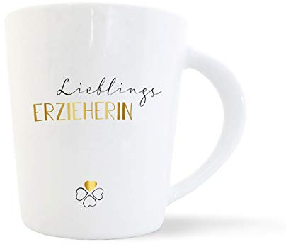 mintkind® Kaffeebecher Lieblings Erzieherin | Porzellan Kaffee Becher Tasse Weiß | Geschenk für die beste Erzieherin | Geburtstag, Weihnachten, als Dankeschön & zum Abschied | Geschenkidee