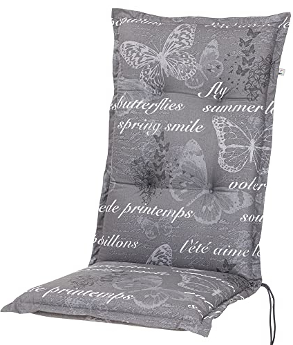 Kettler Polen KETTtex 2385 Auflage Hochlehner Bali grau Schmetterlinge 120x49x8 cm Sitzpolster