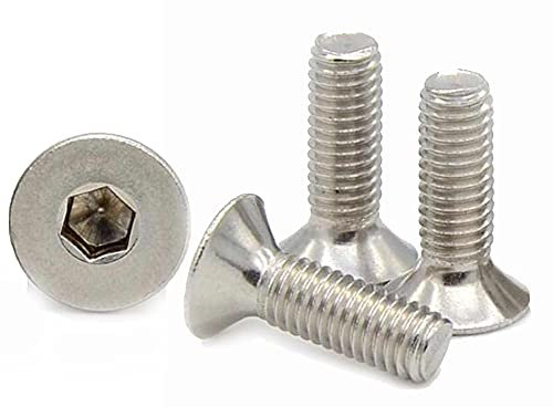M6 (6mm x 20mm Inc Head) Hex Socket Countersunk Machine Screws - A2 Grade Stainless Steel (Pack of 20)
