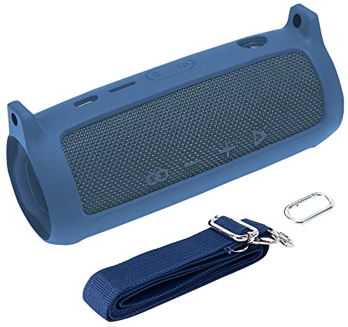 co2CREA Silikonhülle Tragetasche Case für JBL Flip 6 Lautsprecher, tragbare ultraleichte Silikon Schutzhülle mit Karabiner und Schultergurt (Lautsprecher Nicht enthalten)