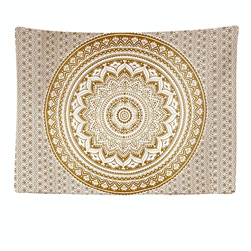 Ulticool - Appeso a Parete Decorazione - Hippie bohémien Mandala Oro - 200 x 150 cm Grande Murale Manifesto - Accessori Casa Soggiorno Camera da Letto Soffitto