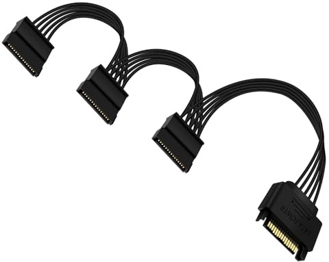 HuaLiSiJi SATA Kabel Splitter 3 Fach, SATA Stromkabel Splitter für HDD, SSD, Optische Laufwerke Sata Kabel (40CM 1 bis 3)