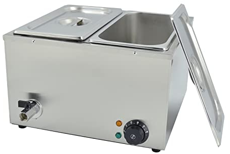 Scaldavivande professionale bagnomaria elettrico per buffet in acciaio inossidabile con 2 vassoi