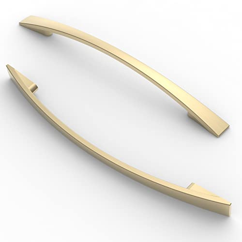 FURNIWARE 10 Pack Brass Cabinet Pulls, 160mm(6.3 Inch) Hole Center, A03 | Zinc Alloy Drawer Handles for Modern Kitchen Cupboards, Chest of Drawers, Bathroom Vanities, Wardrobe Doors, DIY Projects