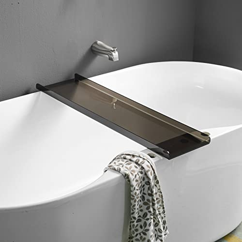 Badewannentablett, schwarz, Badewannenregal, luxuriöser Badezimmer-Organizer, Tablet-Halter, Acryl (transparentes Schwarz) SHUNLI