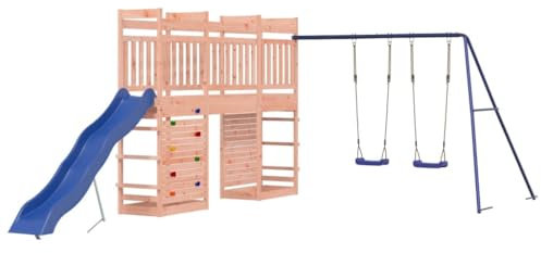 vidaXL Spielturm, Klettergerüst mit Kletterwand Rutsche Schaukel, Kinder Kletterturm mit Sandkasten, Spiel-Zubehör für Garten, Spielgeräte Spielplatz, Massivholz Douglasie