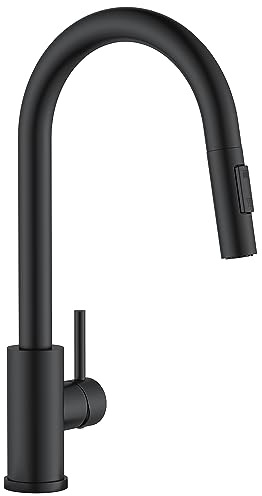 APPASO Black Kitchen Tap, High Pressure Sink Mixer Tap with Pull Out Sprayer Matte Black, Single Hole Stainless Steel Black Kitchen Mixer