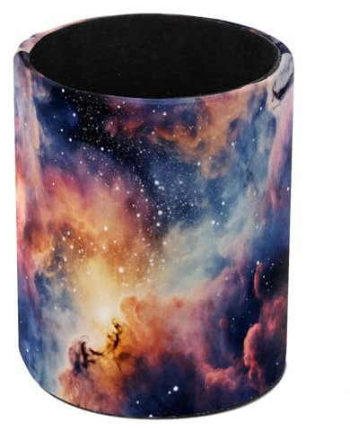 Galaxy Starry Sky Standing Pencil Case, Cute Round Pen Holder Pouch Pencil Bag Makeup Brush Boxes for School Students Office Women Teens Girls Boys