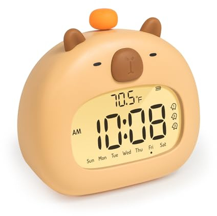 WANIDEA Capybara Alarm Clock, Digital Alarm Clock for Kids, Cute Capybara Stuff for Bedrooms, Rechargeable Dimming Night Light, Boys, Girls Alarm Clock Cute Funny Gift