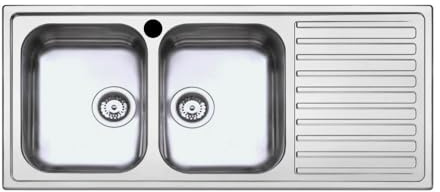 Fregadero con doble cubeta y escurridor derecho 116x50 cm - Samet SAXT333A