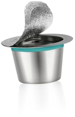 Homoyoyo Kit Di Ricarica Per Capsule Di Caffè 3 Tazze 1 Pressino 120 Coperchi Cucchiaio E Spazzola in Acciaio Inox Per Caffè Espresso