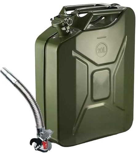 Autojack 20L Jerry Can, Fuel Metal Petrol Canister, Water Container Storage For Diesel, Oil, Petrol & More