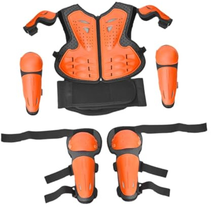 Dickly Armure de Moto pour Enfants, Protection de Poitrine pour Motocross, Patinage, équitation, Enfants, Orange