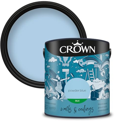 Crown Walls & Ceilings Silk Emulsion Paint, Size 2.5L, Powder Blue