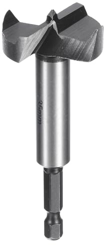 sourcing map Forstner, punta da trapano da 35 mm, in acciaio al carbonio, multi-dente, piatta, per forstner, con codolo esagonale da 6,35 mm, per legno duro, legno tenero, compensato, lavorazione del