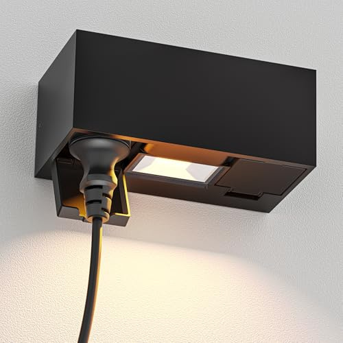 ledscom.de Presa a muro WAST per esterni, IP44, a 2 ingressi, nera, incl. downlight LED, 430 lm, bianco caldo