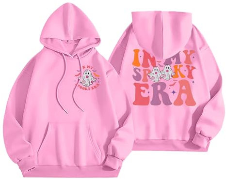 AMDOLE Disfraz de Halloween para mujer, sudadera de Halloween, sudadera con capucha ligera, sudadera con capucha para mujer y hombre, Printin Letra y Co, Rosa., 5XL