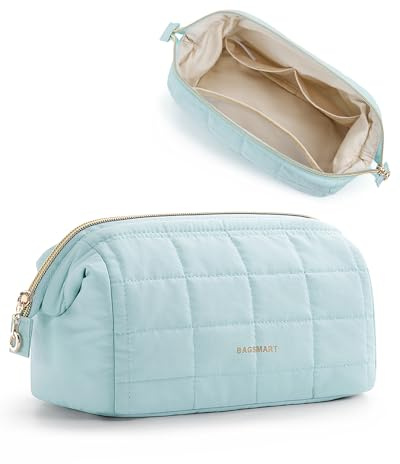 BAGSMART Kosmetiktasche Damen Make Up Tasche Schminktasche Klein Beauty Bag | Reise Kulturbeutel, cosmetic bag, Reiseutensilien, Weit Zu öffnende Tasche Makeup Bag, Lichtblau