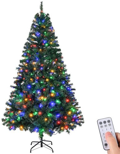LEADZM Weihnachtsbaum mit Beleuchtung, Künstlicher Weihnachtsbaum 180 cm - 350 LED, 4 Farben und 11 Modi, mit Metallständer, flammhemmendes PVC - für Zuhause, Büro, Geschäfte und Hotels