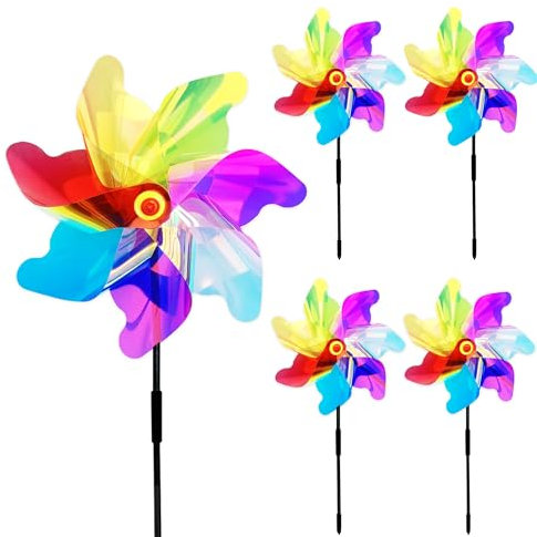 5 molinillos antipalomas para jardín, molinillo de viento reflectante, sellado de molinillo de viento, para proteger el jardín, patio, huerto (A)