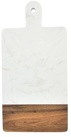 Tabla De Cortar De Madera Y Mármol, 16 X 33,2 Cm, De Acacia Y Mármol Negro, Con Orificio Para Colgar, Ideal Para Picar Y Charcutería, Queso, Pan Y Carne. Medidas: Blanco: 17 X 33,6 Cm, Negro: 17 Cm,
