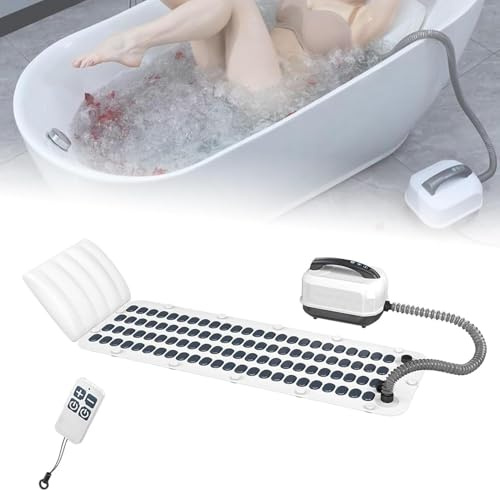 Home Surfing Massage Badematte, Body Bubble Bath Machine, Mit Aufblasbarem Kissen & Fernbedienung, Leistungsstarke Luftpumpe, 6-Gang-Einstellung, EVA-Material, Komfortabel Und Hygienisch, Zur Lockerun