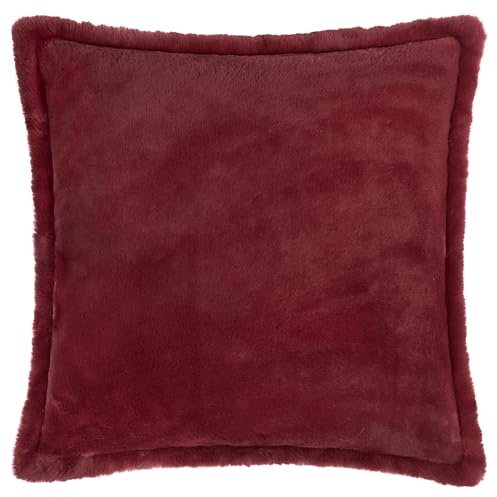 furn. Kallu Faux Fur Cushion Cover – Soft Fluffy Decorative Cushion with Oxford Edge (Berry - 45x45cm)