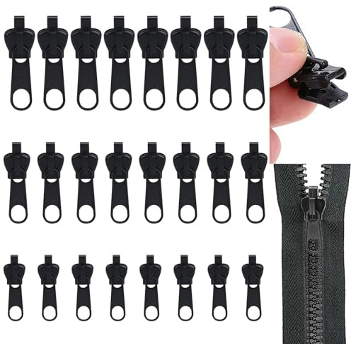 Noaxylic 24 Stück Reisverschluss-Reparaturset, ReißVerschluss Reparatur Set, Universal 3 Größen Fix-Reißverschluss Zipper, Abnehmbare Ersatz Zipper für ReißVerschlus, für Jacken, Taschen, Mantel