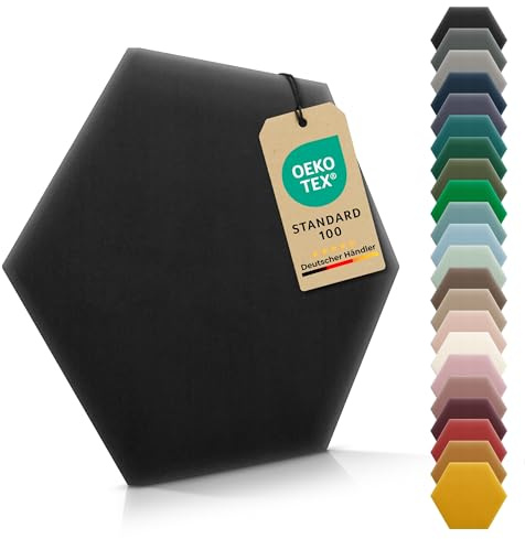 VELUYA Wandpolster Polsterpaneele Hexagon – Samt, Wandkissen 35 x 40 cm, Polsterplatte, Oeko-TEX, Made in EU, Schwarz M01