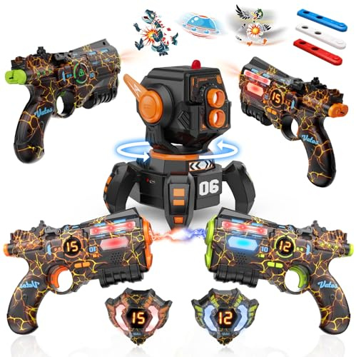 VATOS Rechargeable Infrared Laser Tag Set with Projector, 2 Players Toy Gun of Projector with Digital LED Score Display, 2.4GHz Real-time Data SYNC, Perfect Family Activity Toy for Kids,Teens,Adults