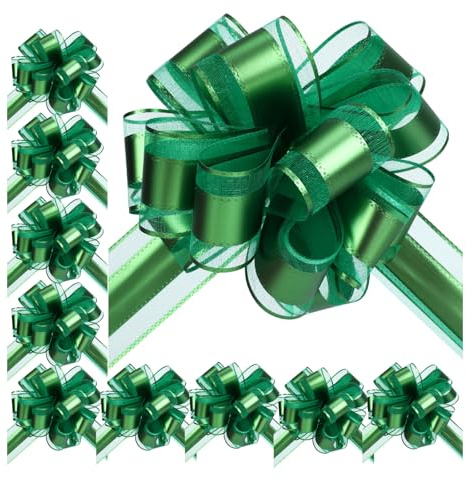 Chanumetal 10 Stück Geschenkschleife Große, Bunt Schleifen Deko, Durchmesser 16 cm, Große Schleife Matt Autoschleife für Hochzeit Geburtstag Weihnachten (Grün)