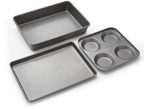 Morphy Richards Carbon Steel Bakeware Set – Non-Stick Yorkshire Pudding Tin, Oven Tray & Roasting Tin | Heavy Duty, Oven & Dishwasher Safe | Even Heat Distribution | 849000