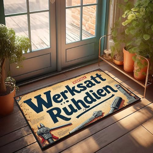 FZFN Tapis de bienvenue de ferme Refirli : vintage Suisse industriel, outils publicitaires, accessoires de piscine, maison, bar (50 x 80 cm)