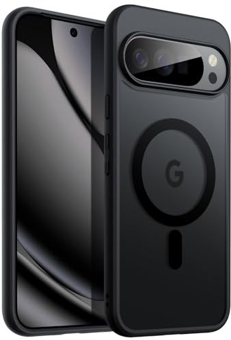 JETech Cover Magnetica per Google Pixel 10/10 Pro 2025, Compatibile con MagSafe ed Caricatore Pixelsnap, Traslucida Opaco Retro Antiurto Cellulare Custodia (Nero Ossidiana)