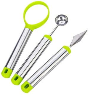 Alipis 3 pezzi Intaglio Frutta in Acciaio Include Scavino Paletta e Coltello per Taglio Utensili Multifunzionali per Decorazioni e Dessert in Cucina