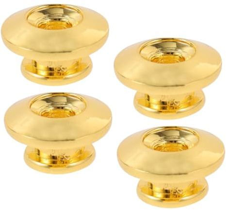 Gitarrengurtverschluss Satz aus Metall, Gold, mit Schrauben | Ersatz für Alte oder Defekte Teile, Abgerundete Kanten, Glatte Oberfläche, Einfache Montage