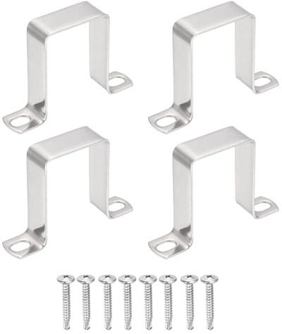 sourcing map 4 Pezzi Morsetti per Tubi Quadrati a Forma di U, 40x60mm Staffa a Forma di U in Acciaio Inossidabile 304 Morsetto a Cinghia Quadrata con Viti Autofilettanti a Testa Phillips per Tubi