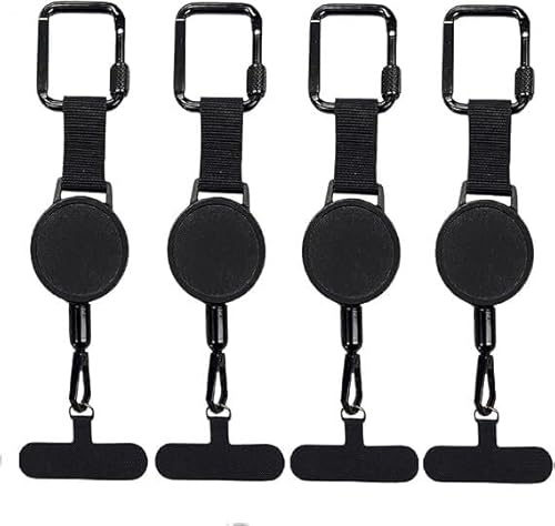 4PCS Retractable Anti-Theft Phone Tether - Retractable Keychain Antitheft Phone Strap With Carabiner, Anti-loss Cellphone Lanyard For Outdoor Hiking Climbing Fishing, Cycling