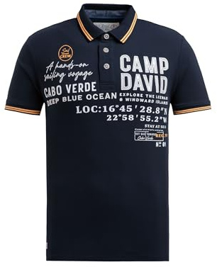 Camp David Herren Pikee-Polo mit Label-Applikationen Blue Navy, 4XL