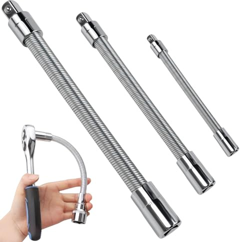ZXBBTZ Lot De 3 Rallonges De Clé À Douille, Tête D'entraînement Adaptateur De Barre D'extension De Douille Flexible, Tête De Conversion d'arbre en Métal