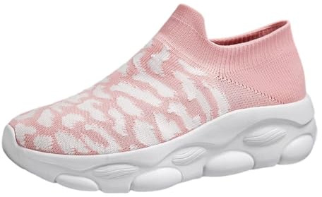 Zapatillas informales de moda con puntera ancha, transpirables, sin cordones, calcetines y zapatillas, ideales para viajar, correr y actividades al aire libre, ligeras y cómodas, Rosa., 39 EU
