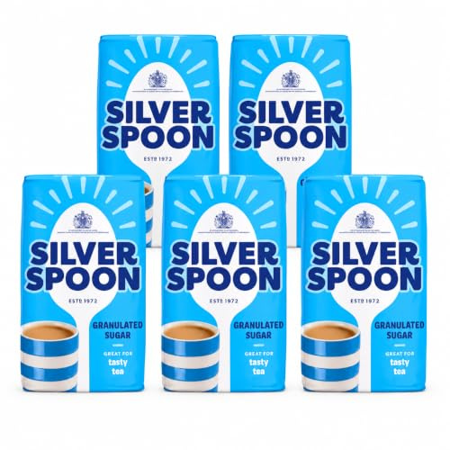 Silver Spoon Granulated Sugar 1kg (Pack of 5) – White Sugar for Baking, Tea & Coffee | Fine Granules | Everyday Kitchen Essential