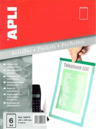 APLI 2575 - Klebetaschen A4 6 Stück