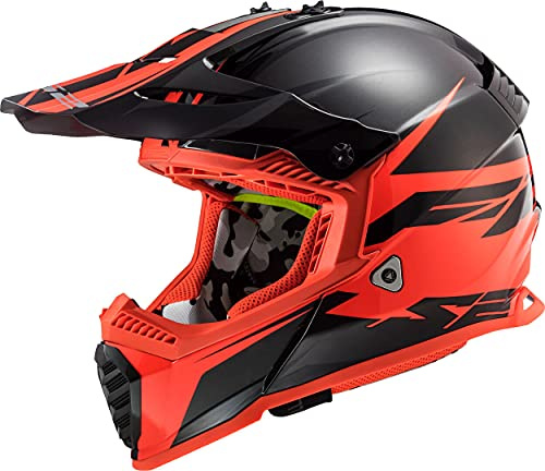 LS2 Herren Fast Evo Roar Motorradhelm, Mattschwarz rot, L